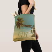 Tropische palm Lopard  Elegant Monogram Tote Bag (Dichtbij)