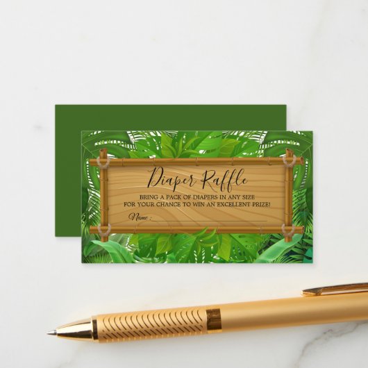 Tropische Palm Luier Raffle Kaart (Voorkant / Achterkant in situ)