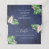 Tropische Palm Marine Blauwe Trouwplaats Kaart Plaatskaartje (Buitenkant ongevouwen)