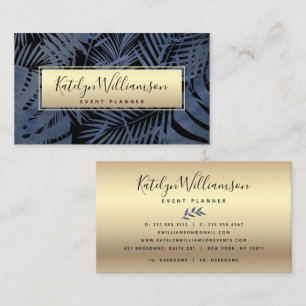 Tropische palm marine goud script typografie elega visitekaartje