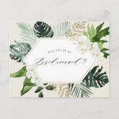 tropische palm met florale bridesmaïde uitnodiging briefkaart (Voorkant)