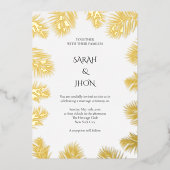Tropische Palm minimalistische bruiloft uitnodigin Folie Uitnodiging (Voorkant)