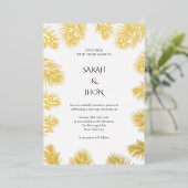 Tropische Palm minimalistische bruiloft uitnodigin Folie Uitnodiging (Staand Voorkant)