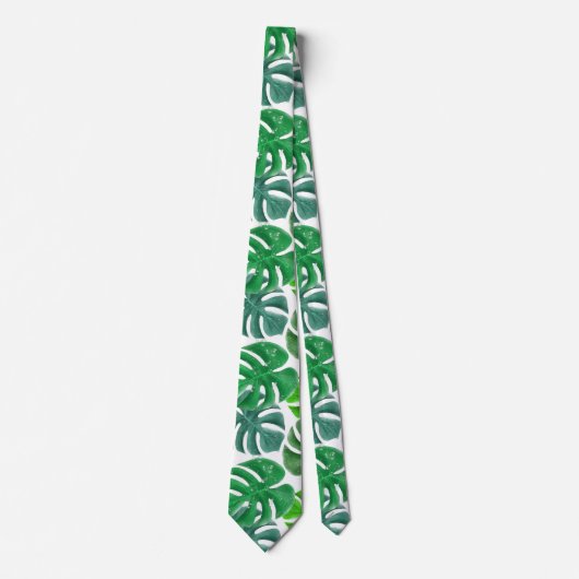 Tropische Palm Monstera Groene Bladeren Stropdas (Voorkant)