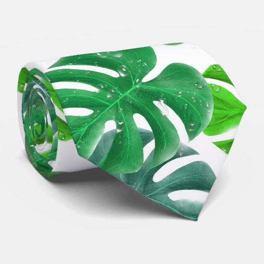 Tropische Palm Monstera Groene Bladeren Stropdas (Opgerold)