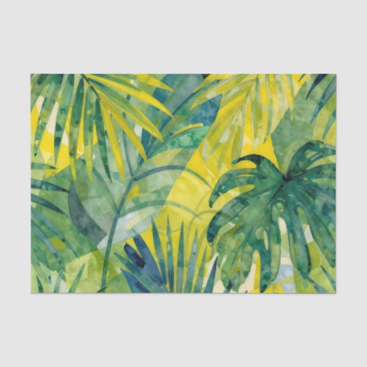 Tropische Palm Monstera Jungle Bladeren Tissuepapier (Voorkant)