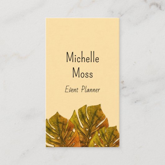 Tropische Palm Monstera laat elegante botanische t Visitekaartje (Voorkant)