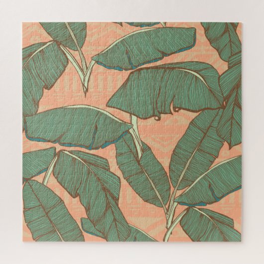 Tropische palm: naadloze bladachtergrond legpuzzel (Verticaal)