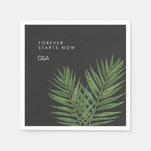 Tropische Palm Nachtelijke Hemel Moderne Minimalis Servet (Voorkant)