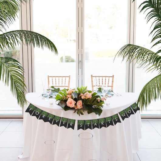 Tropische palm nachtelijke hemel Voor altijd begin Vlaggetjes