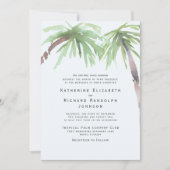 Tropische Palm One Venue Seafoam bruiloft Kaart (Voorkant)