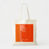tropische palm; Oranje strepen Tote Bag (Voorkant)