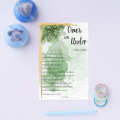 Tropische Palm OverOrUnder Bruidsfeest Spelkaart Flyer (Enkel)