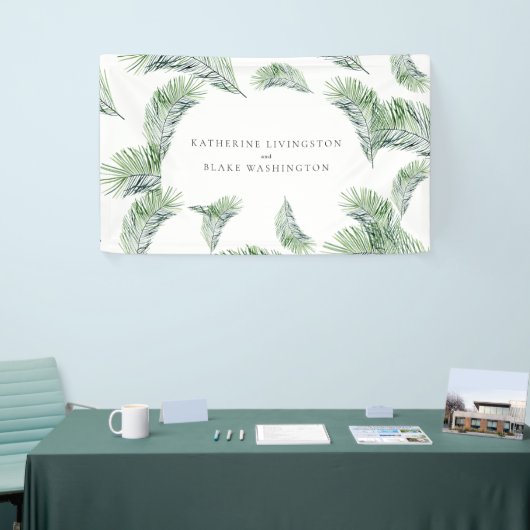 Tropische Palm Paar Namen Trouwbanner Spandoek (Beurs)