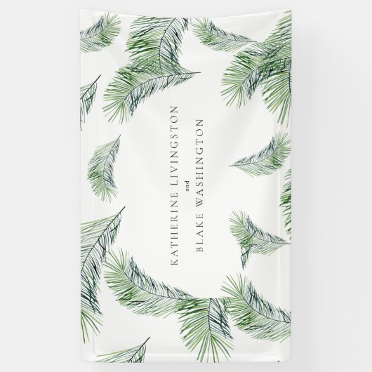 Tropische Palm Paar Namen Trouwbanner Spandoek (Verticaal)