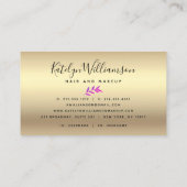 Tropische palm paarse roze ombre goud chique scrip visitekaartje (Achterkant)