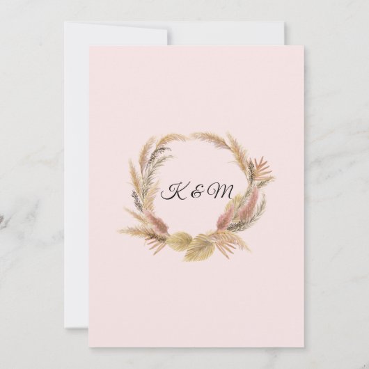 Tropische palm Pampas Grass Greenery Blush Floral Kaart (Achterkant)