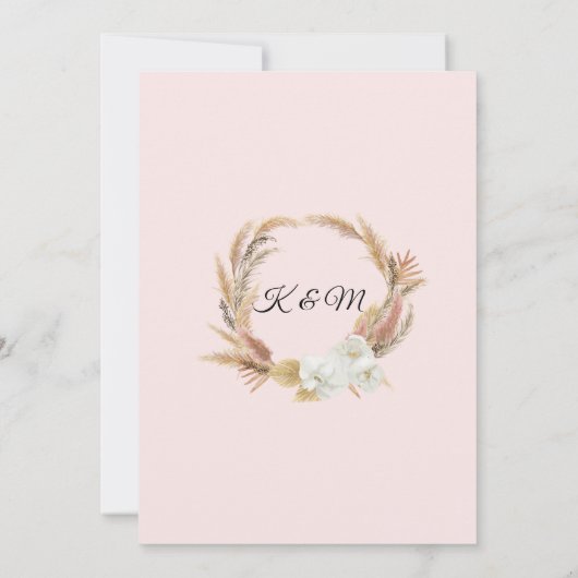Tropische palm Pampas Grass Greenery Blush Floral Kaart (Achterkant)