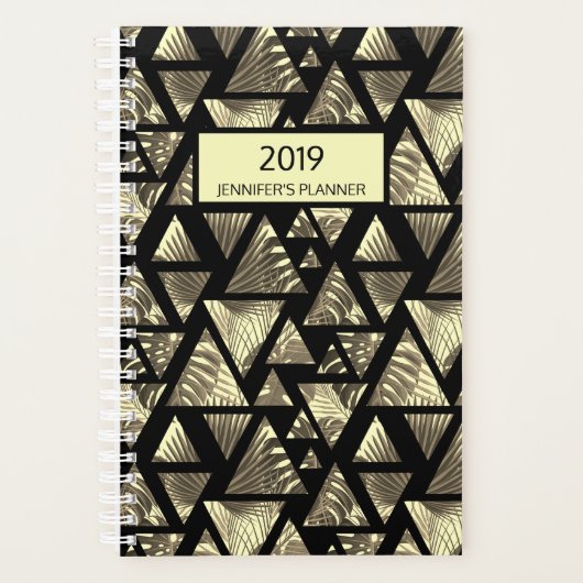Tropische Palm Paradise Zwart Taupe 2019 Planner (Voorkant)
