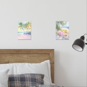 Tropische Palm Pastel Kustmuur Art Set van 2 (Slaapkamer)