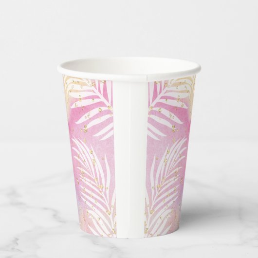 Tropische Palm Pastel Rainbow Pool Party Papieren Bekers (Rechts)