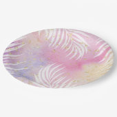 Tropische Palm Pastel Rainbow Pool Party Papieren Bordje (Gekanteld)