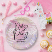 Tropische Palm Pastel Rainbow Pool Party Papieren Bordje (Feest)