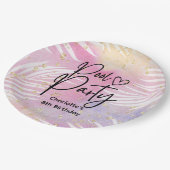 Tropische Palm Pastel Rainbow Pool Party Papieren Bordje (Gekanteld)