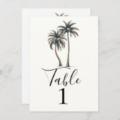 Tropische Palm Rustieke Bruiloft Tafel Nummer Kaart (Voorkant / Achterkant)