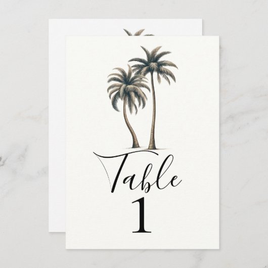Tropische Palm Rustieke Bruiloft Tafel Nummer Kaart (Voorkant / Achterkant)