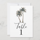 Tropische Palm Rustieke Bruiloft Tafel Nummer Kaart (Achterkant)