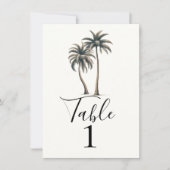 Tropische Palm Rustieke Bruiloft Tafel Nummer Kaart (Voorkant)