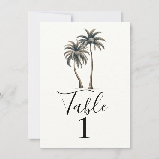 Tropische Palm Rustieke Bruiloft Tafel Nummer Kaart (Voorkant)