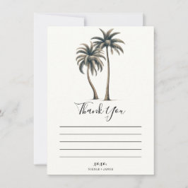 Tropische Palm Rustieke Kust Bruiloft Bedankt Kaart