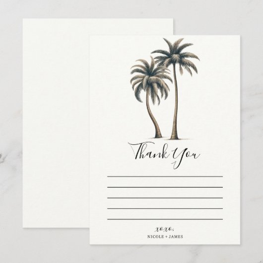 Tropische Palm rustieke kust bruiloft dank u Kaart (Voorkant / Achterkant)