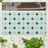 tropische palm; Sage Green & Brown Theedoek (Gevouwen)