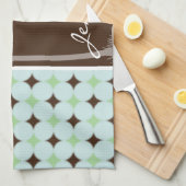 tropische palm; Sage Green & Brown Theedoek (Quarter Fold)