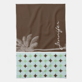 tropische palm; Sage Green & Brown Theedoek (Verticaal)