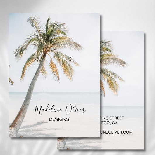 Tropische Palm Scene Ocean Beach Oorbel Display Visitekaartje