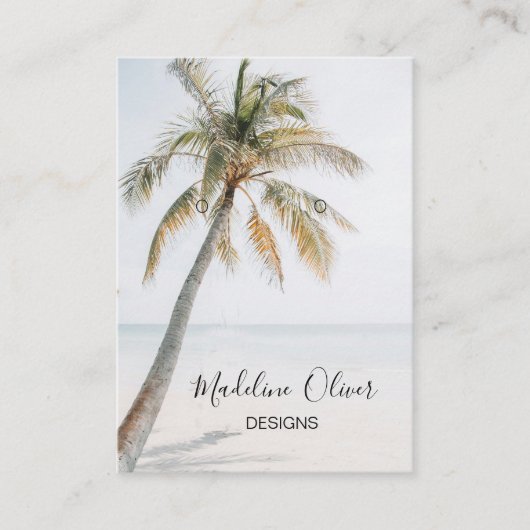 Tropische Palm Scene Ocean Beach Oorbel Display Visitekaartje (Voorkant)