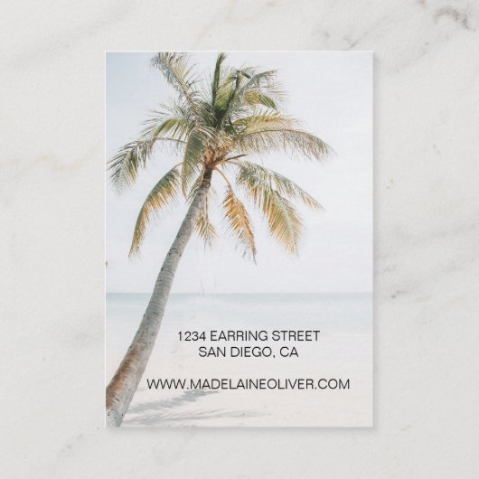 Tropische Palm Scene Ocean Beach Oorbel Display Visitekaartje (Achterkant)