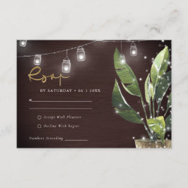 TROPISCHE PALM STERRENNACHT MASON JAR WEDDING RSVP INFORMATIEKAARTJE