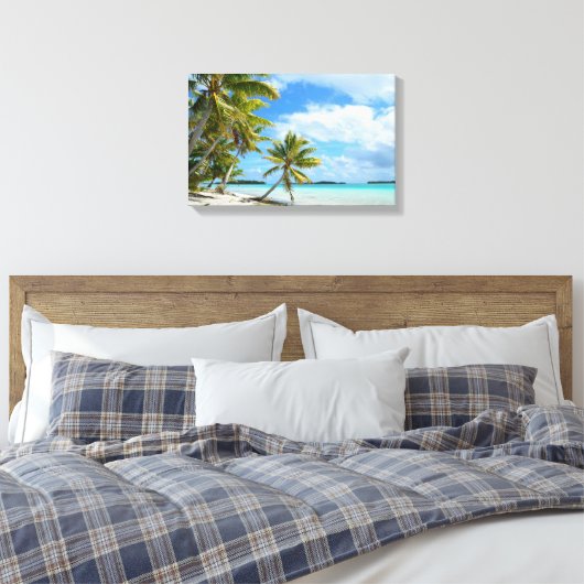 Tropische palm strand canvas print (Insitu (Slaapkamer))