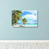 Tropische palm strand canvas print (Insitu (Houten vloer))