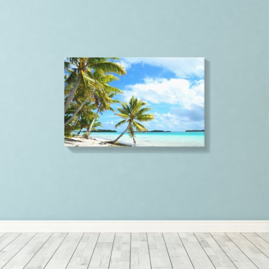Tropische palm strand canvas print (Insitu (Houten vloer))
