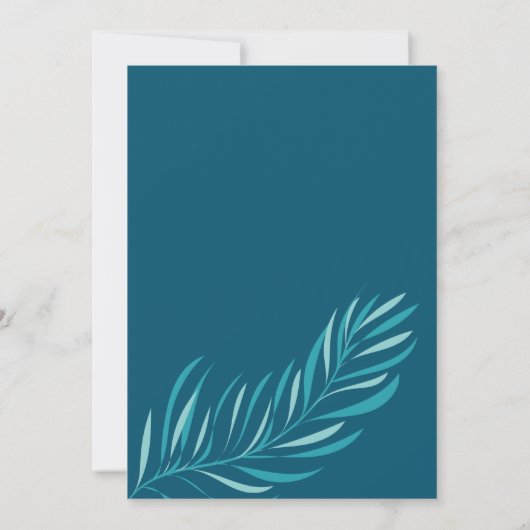 Tropische palm strand chique bruiloft script kaart (Achterkant)