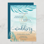 Tropische palm strand chique bruiloft script kaart (Voorkant / Achterkant)