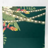 Tropische Palm String Lights Foto Collage Bruiloft Drieluik Uitnodiging (Binnenzijde eerst)