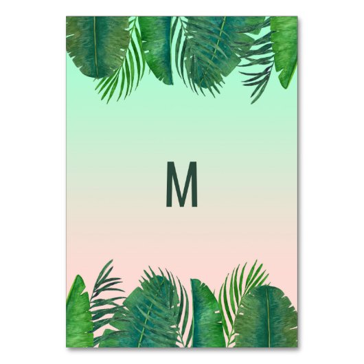 Tropische Palm Tree Banana Leaf Gold Kaart (Achterkant)