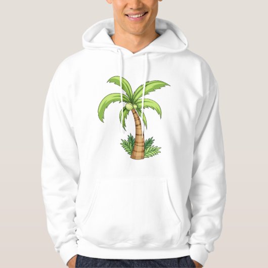Tropische Palm Tree Beach en Island Vibes Hoodie (Voorkant)